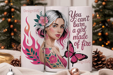 Fire Girl 20oz Tumbler Wrap Sublimation DesignSVG 