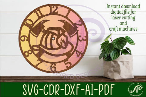 Fire helmet wall clock laser cut files, SVG file. vector SVG APInspireddesigns 