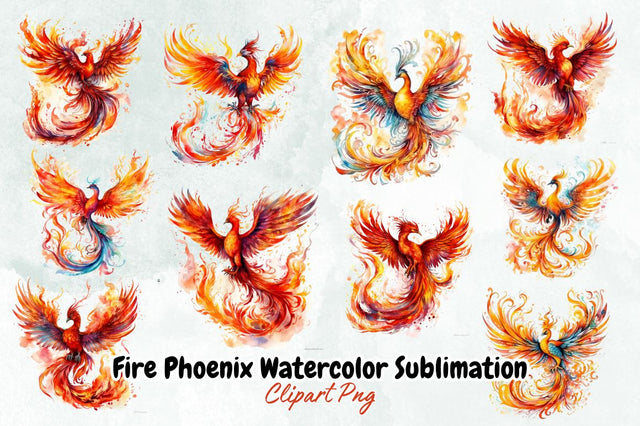 Fire Phoenix Watercolor Sublimation Bundle Sublimation Designangry 