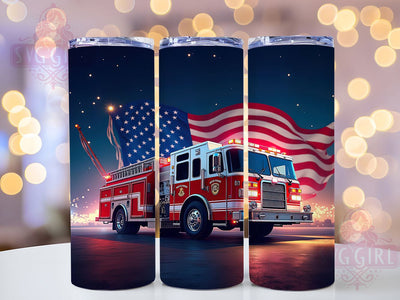 Fire Truck American Pride 20oz Tumbler, Fire Truck Design, American Pride, Sublimation Wrap, 20oz Tumbler, Firefighter Gift, Patriotic Drinkware, Emergency Vehicle Sublimation SvggirlplusArt 