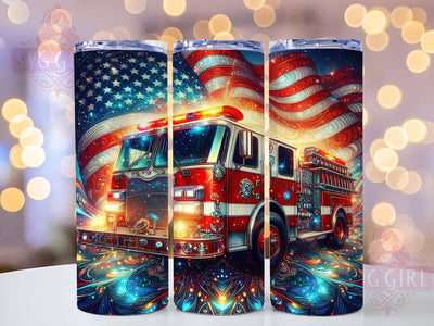 Fire Truck American Pride 20oz Tumbler, Fire Truck Design, American Pride, Sublimation Wrap, 20oz Tumbler, Firefighter Gift, Patriotic Drinkware, Emergency Vehicle Sublimation SvggirlplusArt 