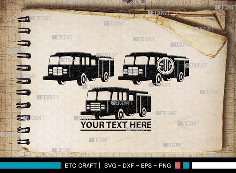 Fire Truck Monogram, Fire Truck Silhouette, Fire Truck SVG, Truck Svg, Fire Engine Svg, Rescue Truck Svg, Emergency Vehicle Svg, Fire Department Svg, SB00572 SVG ETC Craft 