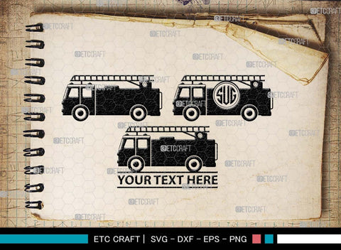 Fire Truck Monogram, Fire Truck Silhouette, Fire Truck SVG, Truck Svg, Fire Engine Svg, Rescue Truck Svg, Emergency Vehicle Svg, Fire Department Svg, SB00572 SVG ETC Craft 