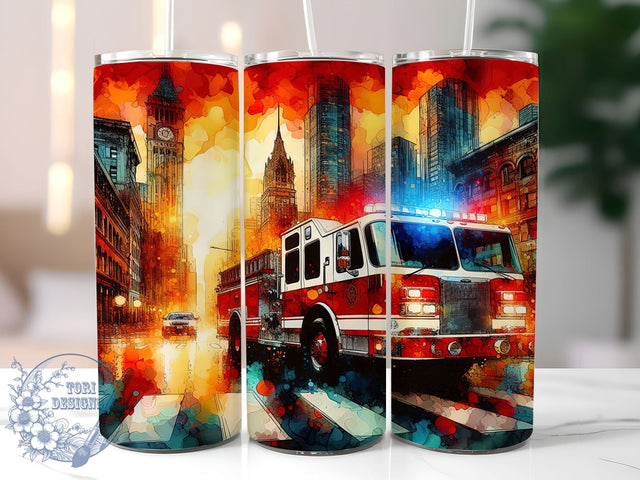 Firefighter 20oz Skinny Tumbler, Fire Fighter Tumbler Png, Straight & Tapered Tumbler Wrap, Instant Digital Download Sublimation ToriDesigns 