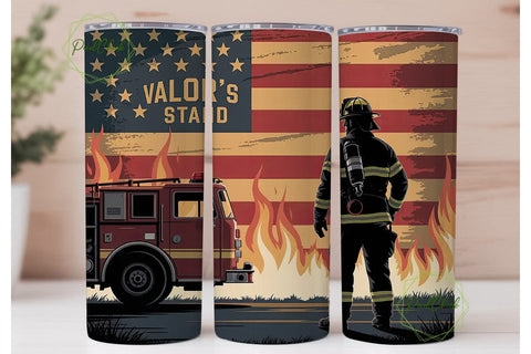 Firefighter American Flag 20oz Tumbler Sublimation PixelChick 