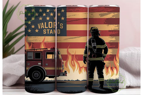 Firefighter American Flag 20oz Tumbler Sublimation PixelChick 
