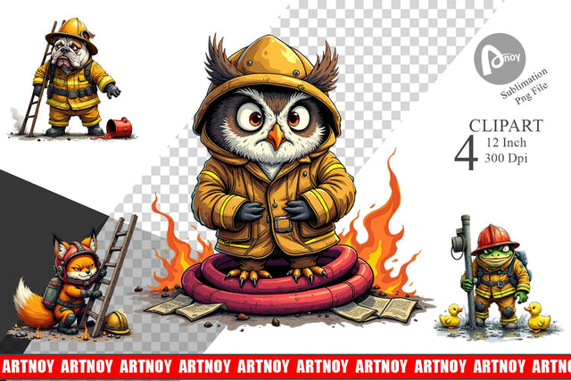 Firefighter Chaos Critters Clipart Sublimation artnoy 