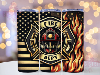 Firefighter Dept Rescue American Flag 20oz Tumbler Wrap Sublimation Design, Straight Tapered Tumbler Wrap, Crossed Axe Fireman Tumbler Png, Instant Digital Download Sublimation SvggirlplusArt 