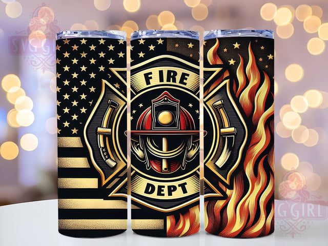 Firefighter Dept Rescue American Flag 20oz Tumbler Wrap Sublimation Design, Straight Tapered Tumbler Wrap, Crossed Axe Fireman Tumbler Png, Instant Digital Download Sublimation SvggirlplusArt 