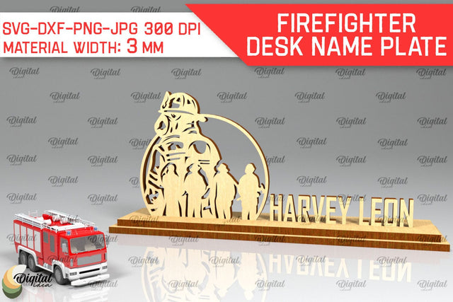Firefighter Desk Name Plate Laser Cut. 3D Name Plate SVG SVG Evgenyia Guschina 