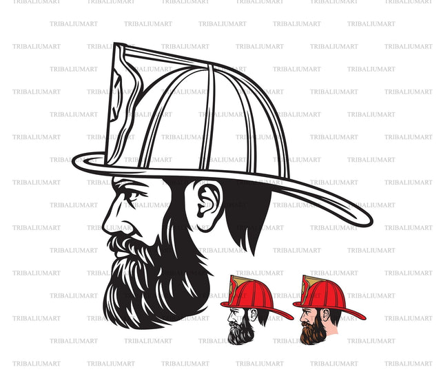 Firefighter Face with Helmet SVG TribaliumArtSF 