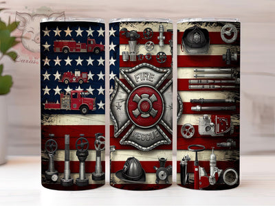 Firefighter Flag Tumbler Wrap, American Flag Design, 20oz Sublimation Template, Skinny Tumbler Wrap, Digital Download, First Responder Gift, Patriotic Sublimation Art Sublimation Lara' s Designs 