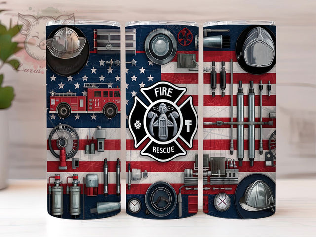Firefighter Flag Tumbler Wrap, American Flag Design, 20oz Sublimation Template, Skinny Tumbler Wrap, Digital Download, First Responder Gift, Patriotic Sublimation Art Sublimation Lara' s Designs 