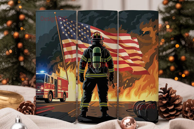 Firefighter Hero 20oz Tumbler Wrap Sublimation DesignSVG 