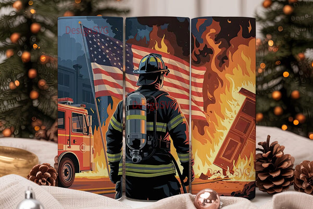 Firefighter Hero 20oz Tumbler Wrap Sublimation DesignSVG 