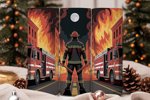Firefighter Hero 20oz Tumbler Wrap Sublimation DesignSVG 