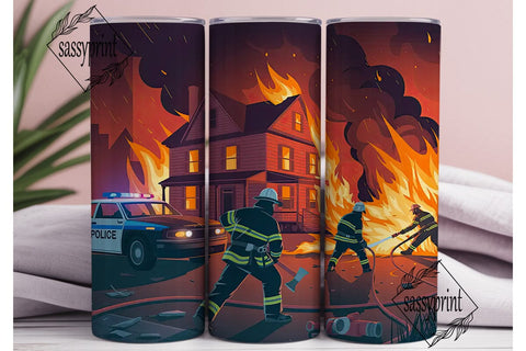 Firefighter Hero 20oz Tumbler Wrap Sublimation sassyprint 
