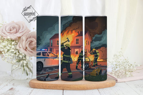 Firefighter Hero 20oz Tumbler Wrap Sublimation sassyprint 