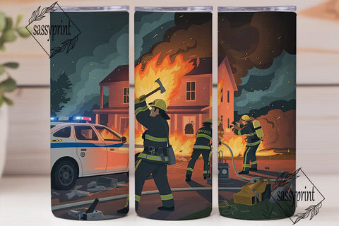 Firefighter Hero 20oz Tumbler Wrap Sublimation sassyprint 