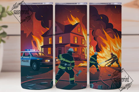 Firefighter Hero 20oz Tumbler Wrap Sublimation sassyprint 