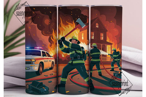 Firefighter Hero 20oz Tumbler Wrap Sublimation sassyprint 