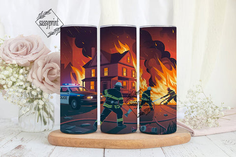 Firefighter Hero 20oz Tumbler Wrap Sublimation sassyprint 