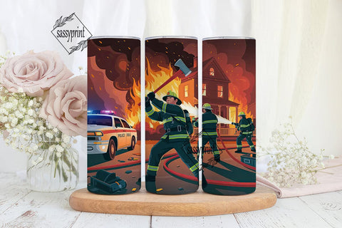 Firefighter Hero 20oz Tumbler Wrap Sublimation sassyprint 