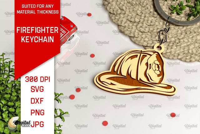 Firefighter Keychain Laser Cut. Firefighter SVG Design SVG Evgenyia Guschina 