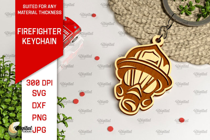 Firefighter Keychain Laser Cut. Firefighter SVG Design SVG Evgenyia Guschina 