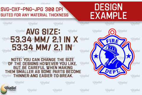 Firefighter Keychain Laser Cut. Firefighter SVG Design SVG Evgenyia Guschina 