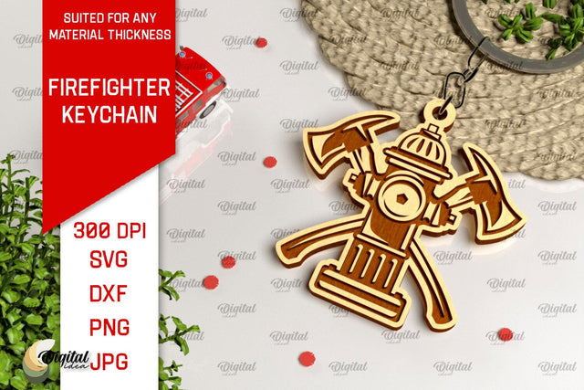 Firefighter Keychain Laser Cut. Firefighter SVG Design SVG Evgenyia Guschina 