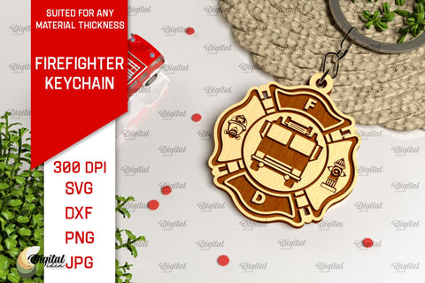 Firefighter Keychains LaserCut Bundle. Firefighter Design SVG SVG Evgenyia Guschina 