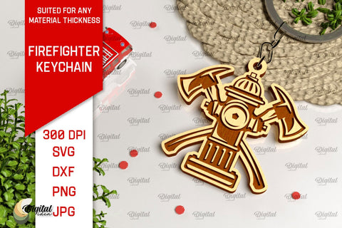 Firefighter Keychains LaserCut Bundle. Firefighter Design SVG SVG Evgenyia Guschina 