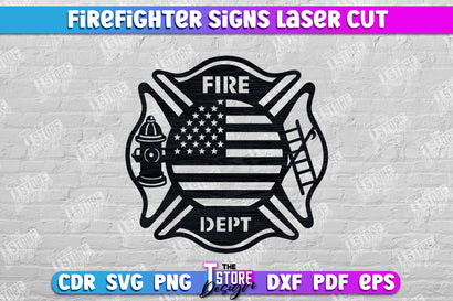 Firefighter Sign | Fire Station | Maltese Cross | Fireman Symbols | CNC File SVG The T Store Design 