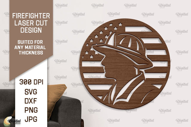 Firefighter Sign Laser Cut. Firefighter Wooden Wall Decor SVG Evgenyia Guschina 