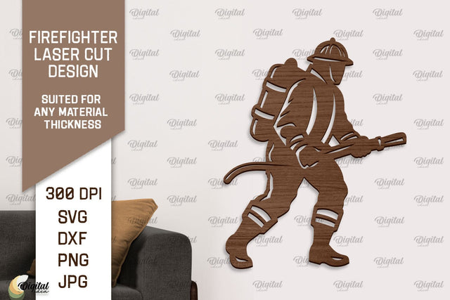 Firefighter Sign Laser Cut. Firefighter Wooden Wall Decor SVG Evgenyia Guschina 