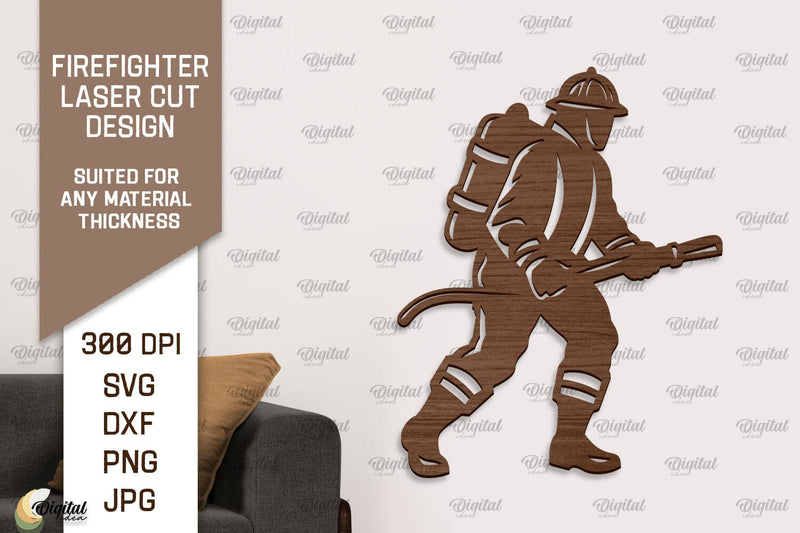 Firefighter Sign Laser Cut. Firefighter Wooden Wall Decor SVG Evgenyia Guschina 