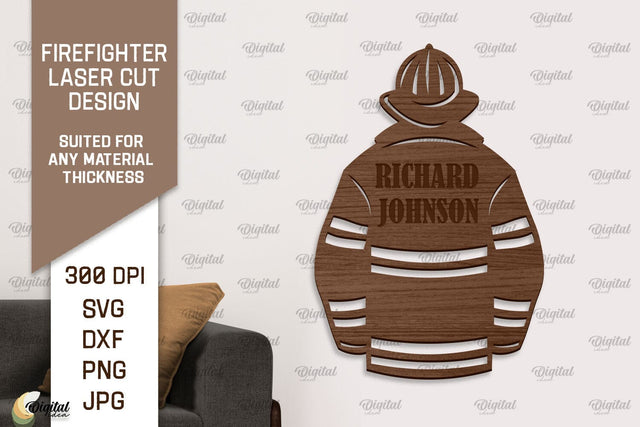 Firefighter Sign Laser Cut. Firefighter Wooden Wall Decor SVG Evgenyia Guschina 