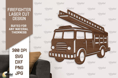 Firefighter Sign Laser Cut. Firefighter Wooden Wall Decor SVG Evgenyia Guschina 