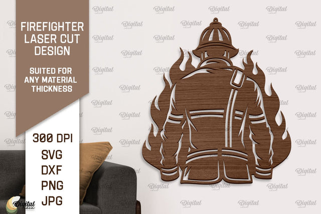 Firefighter Sign Laser Cut. Firefighter Wooden Wall Decor SVG Evgenyia Guschina 