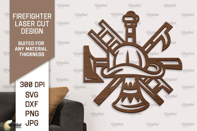 Firefighter Sign Laser Cut. Firefighter Wooden Wall Decor SVG Evgenyia Guschina 