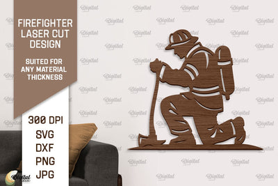 Firefighter Sign Laser Cut. Firefighter Wooden Wall Decor SVG Evgenyia Guschina 