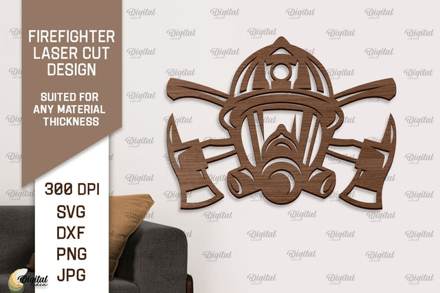 Firefighter Sign Laser Cut. Firefighter Wooden Wall Decor SVG Evgenyia Guschina 