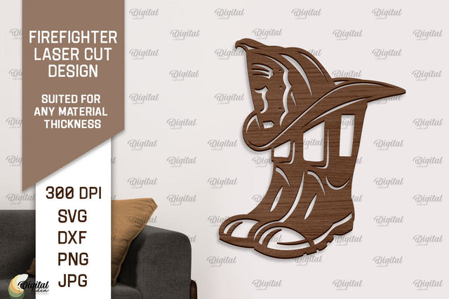 Firefighter Sign Laser Cut. Firefighter Wooden Wall Decor SVG Evgenyia Guschina 
