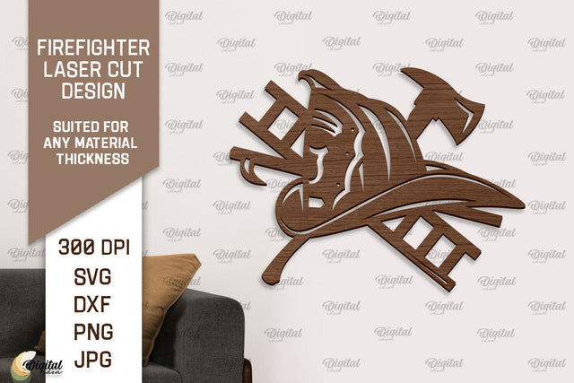 Firefighter Sign Laser Cut. Firefighter Wooden Wall Decor SVG Evgenyia Guschina 