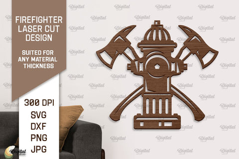 Firefighter Signs Laser Cut Bundle. Firefighter Wooden Wall Decor SVG Evgenyia Guschina 