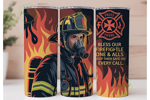 Firefighter Tribute 20oz Tumbler Wrap Sublimation PixelChick 