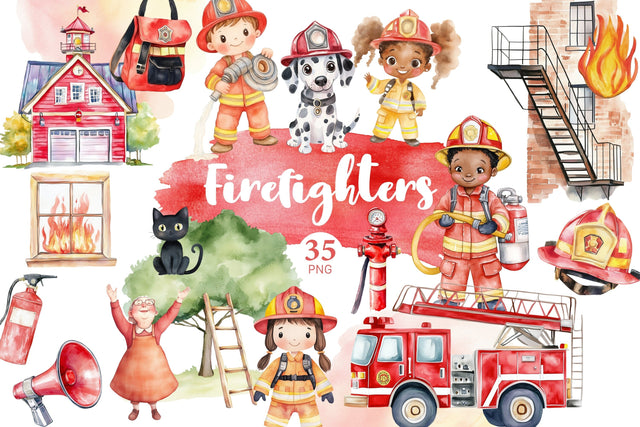 Firefighters Clipart | Birthday Boy PNG SVG GlamArtZhanna 