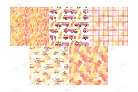 Firefighters Digital Papers | Nursery Pattern Digital Pattern GlamArtZhanna 