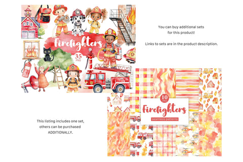 Firefighters Digital Papers | Nursery Pattern Digital Pattern GlamArtZhanna 